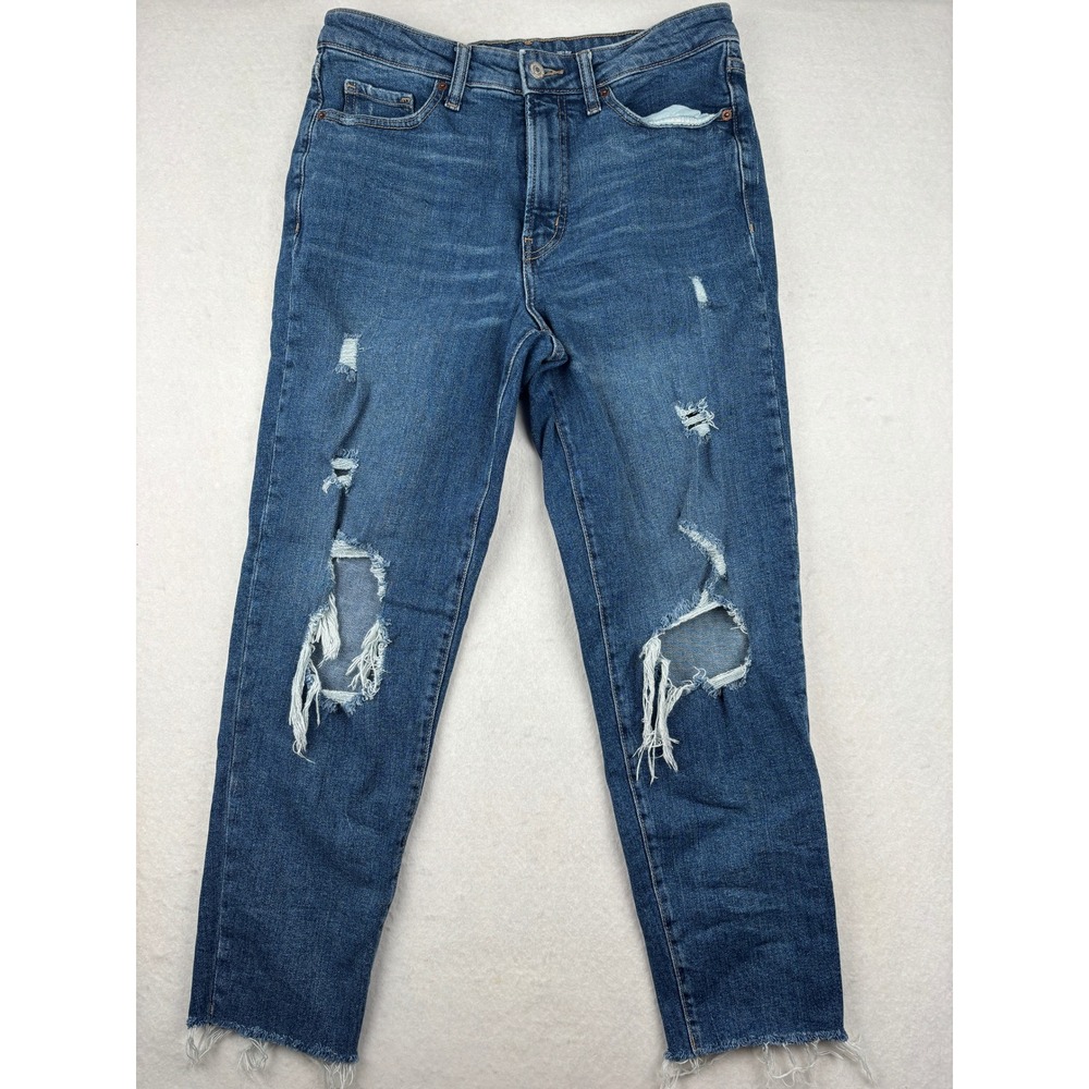 Old Navy Jeans Womens 8 OG Straight High Rise Distressed Raw Hem
